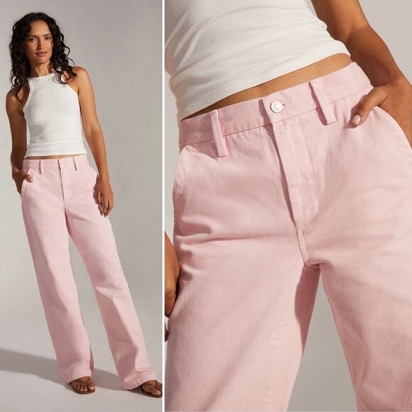 NWOT THE TAYLOR LOW RISE TROUSER Ballet Slipper Pink Size 23 Wide Leg Slouchy - Picture 2 of 16